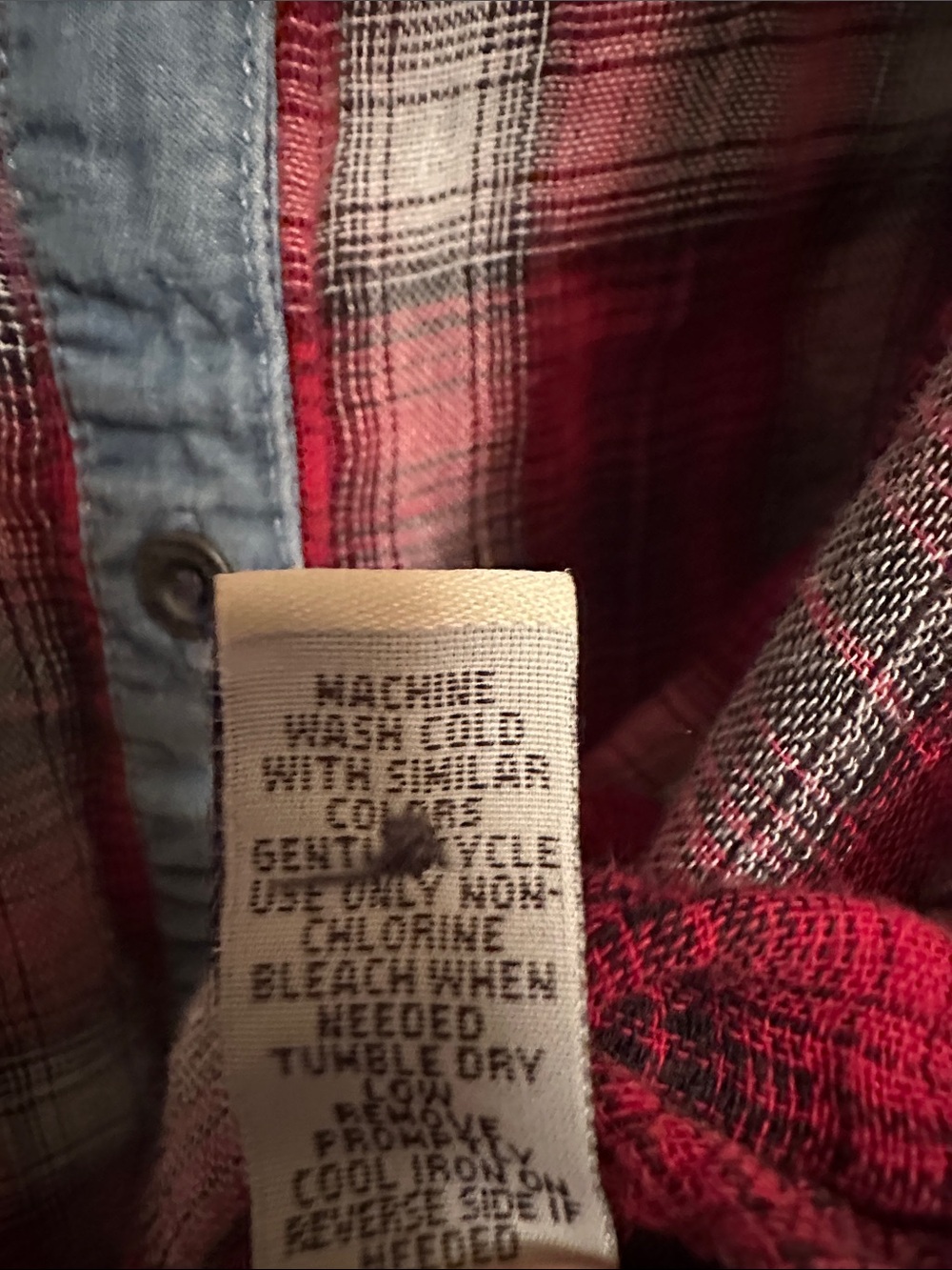Ruff Hewn Red Plaid Button-Up Shirt with Denim Yoke - Picture 3 of 7